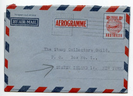 Australia 1957 10p. Plane Over Globe Aerogramme / Air Letter; Melbourne, Victoria To Staten Island, New York, U.S. - Aerogramas