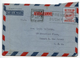 Australia 1958 10p. Plane Over Globe Aerogramme / Air Letter; Sydney, NSW To Newark, New Jersey, United States - Aerogramme