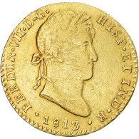 Monnaie, Espagne, Ferdinand VII, 2 Escudos, 1813, Cadiz, TB+, Or - Monedas Provinciales