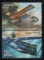Australia 2014 MNH Sc 4148a 70c Military Airplane, Submarine Centenary Pair - Mint Stamps
