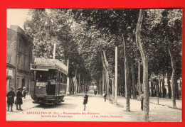 MON-31 Rivesaltes  Promenade Des Platanes, Arrivée Des Tramway,  Pub Liqueur Vieille Cuve. Fau.  Circ. 1916 Vers Suisse - Rivesaltes