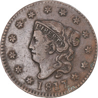 Monnaie, États-Unis, Coronet Head, Cent, 1817, Philadelphie, TB+, Cuivre - 1816-1839: Coronet Head (Tête Couronnée)