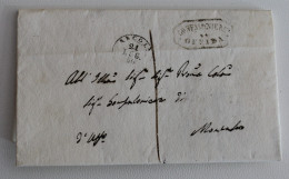 1856 STATO PONTIFICIO Lettera OFFIDA-MONTALTO+via ASCOLI+1 BAJ TASSA+DOPPIO CERCHIO ASCOLI-B558 - ...-1845 Prefilatelia