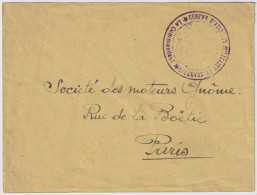 FRANCE - Guerre 14-18 Cachet FM "Centre D'Aviation Militaire De Chartres" LSC Pour La Société Gnôme (Moteurs D'Avions) - Guerre De 1914-18