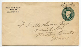 Canada 1932 1c. King George V Postal Envelope; Bear River, Nova Scotia To Newton Centre, Massachusetts, United States - 1903-1954 Reyes