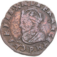 Monnaie, France, Double Tournois, 1595, Dijon, La Ligue Au Nom De Charles X, TB - 1589-1610 Henri IV Le Vert-Galant