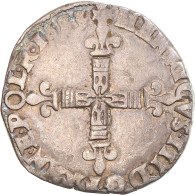 Monnaie, France, Henri III, 1/4 Ecu, 1583, Bayonne, TB+, Argent, Gadoury:494 - 1574-1589 Hendrik III