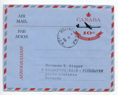 Canada 1966 10c. Airplane Aerogramme; Montreal, Quebec To Frankfurt - Flughafen, Germany - 1953-.... Reign Of Elizabeth II
