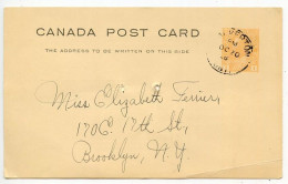 Canada 1928 1c. King George V Postal Card; Walkerton, Ontario - St. Anne's Church Of Riversdale To Brooklyn, New York - 1903-1954 Kings