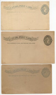 Canada 1880's-90's 3 Different Mint 1c. Queen Victoria Postal Cards - 1860-1899 Reinado De Victoria