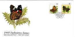 New Zealand 1995 Butterflies Definitives  First Day Cover - FDC