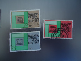 KENYA UGANDA  TANZANIA USED  STAMPS  3  ANNIVERSARIES UNESCO    WITH POSTMARK - Kenya, Uganda & Tanzania