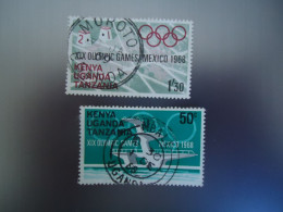 KENYA UGANDA  TANZANIA USED  STAMPS 2  OLYMPIC GAMES  MEXICO 1968   WITH POSTMARK - Kenya, Oeganda & Tanzania