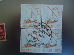 SUDAN  USED STAMPS   BOATS BLOCK OF 4    WITH POSTMARK - Soudan (1954-...)