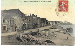 49 MAINE ET LOIRE - CHALONNES-SUR-LOIRE - Quai Gambetta - Carte Toilée Colorisée - Circulé 1911 - N°3  J.Vest, Chalonnes - Chateauneuf Sur Sarthe