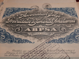 Association Belge Des Producteurs De Semences Améliorées - A.B.P.S.A. - Action De Fondateur Au Porteur - Jodoigne 1927. - Agricoltura