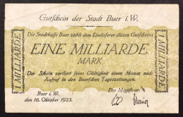 GERMANIA ALEMANIA GERMANY  Buer Westfalia 1 Miliardo Di Marchi 1923  LOTTO 4528 - Administration De La Dette