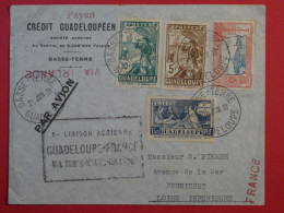 C GUADELOUPE FRANCE  BELLE LETTRE RECOM.  1939 1ER VOL  BASSE TERRE PARIS A   PORNICHET VIA TERRE NEUVE+N° 130.132+++ - Poste Aérienne