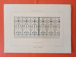 LES METAUX OUVRES 1889 LITHO FER FONTE CUIVRE ZINC " Appui De Communion Mr Durand Serrurier à Bar Le Duc " 1 PLANCHE - Architecture