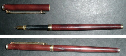 Rare Ancien Stylo à Plume Slim Thin, Métal Doré Laqué COLIBRI - Pens