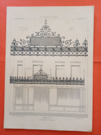 LES METAUX OUVRES 1889 LITHO FER FONTE CUIVRE ZINC " Marquise Mr Blondeau Architecte à Paris " 1 PLANCHE - Architecture