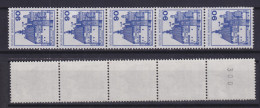 Berlin 588 RM 5er Streifen Mit Gerader Nummer Burgen+Schlösser 90 Pf Postfrisch  - Rolstempels