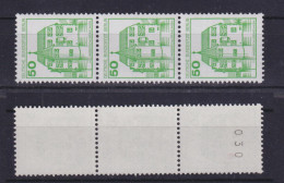 Berlin 615 RM 3er Streifen Mit Gerader Nummer Burgen+Schlösser 50 Pf Postfrisch - Rollenmarken