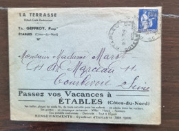FRANCE Lettre Entete Publicitaire : Hotel De La Terrasse à ETABLES. Th. Geffroy Propriétaire (1938) - 1921-1960: Periodo Moderno