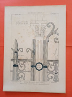 LES METAUX OUVRES 1889 LITHO FER FONTE CUIVRE ZINC " Grille De Facade Hospice De Bordeaux Duru Constructeur " 3 PLANCHES - Architecture