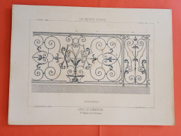 LES METAUX OUVRES 1889 LITHO FER FONTE CUIVRE ZINC " Appui De Communion Mr Denjean Serrurier à Toulouse " 1 PLANCHE - Architecture