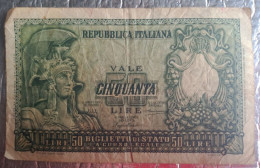 1 Banknote Billet ITALIA 50 Lire E.Vangelli 1951 E.PIZZI Série 2500 N°074234 - 50 Liras
