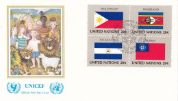 United Nations  1982  Philippines; Swaziland ; Nicaragua; Burma  On Cover Flag Of The Nations - Covers