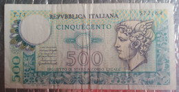 1 Banknote Billet ITALIA 500 Lire E.Vangelli 1976 T.13 N°572164 Propre Avec Plis - 500 Liras