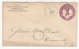 Ludington First National Bank Preprinted Postal Stationery Letter Cover Posted 1893 Ludington To Cincinnati B230410 - ...-1900