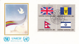 United Nations  1983  United Kingdom; Barbados; Nepel; Israel  On Cover Flag Of The Nations - Briefe