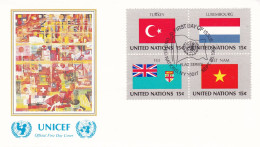 United Nations  1980  Turkey; Luxembourg; Fiji; Vietnam  On Cover Flag Of The Nations - Covers