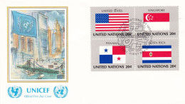 United Nations  1982  USA; Singapore; Panama; Costa Rica On Cover Flag Of The Nations - Enveloppes