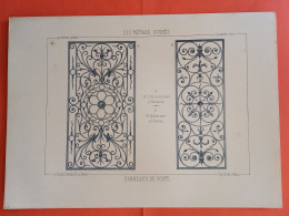 LES METAUX OUVRES 1889 LITHO FER FONTE CUIVRE ZINC " Panneaux De Porte Serrurier à Baccarat Saint Sernin " 1 PLANCHE - Architecture