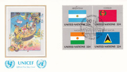 United Nations  1987  Argentina; Congo; Niger; Saint Lucia On Cover Flag Of The Nations - Enveloppes