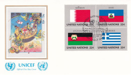 United Nations  1987  Bahrain; Haiti; Afghanistan; Greece On Cover Flag Of The Nations - Covers