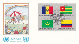 United Nations  1986  Romania; Togo; Mauritania; Colombia On Cover Flag Of The Nations - Enveloppes