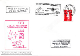 FRANCE / MILITARIA / ENVELOPPE MISE ENSERVICE DE LA FLAMME ROCHEFORT AEROMARINE 1996 - Sellados Mecánicos (Publicitario)