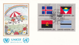 United Nations  1986  Iceland; Antigua And Barbuda; Angola; Botswana On Cover Flag Of The Nations - Enveloppes