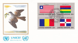 United Nations  1985 Liberia ; Mauririus; Chad; Dominican Republic On Cover Flag Of The Nations - Covers