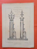 LES METAUX OUVRES 1889 LITHO FER FONTE CUIVRE ZINC " Coulisses De Grille Exposition Universelle à Paris " 1 PLANCHE - Architecture