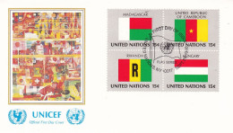 United Nations  1980 Madagascar; Cameroon; Rwanda; Hungary On Cover Flag Of The Nations - Briefe