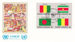 United Nations  1980 Guinea; Suriname; Bangladesh; Mali On Cover Flag Of The Nations - Enveloppes