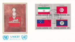 United Nations  1988  Iran; Tunesia; Samoa; Belize On Cover Flag Of The Nations - Enveloppes