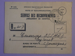 AU23  TCHAD    BELLE LETTRE  RECOUVREMENT POSTES 1960 PETIT BUREAU  MOUNDOU A EYMET FRANCE   ++AFF. PLAISANT + - Briefe U. Dokumente