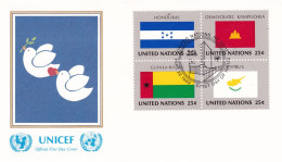 United Nations  1989  Honduras; Kampuchea; Guinea-Bissau; Cyprus On Cover Flag Of The Nations - Enveloppes